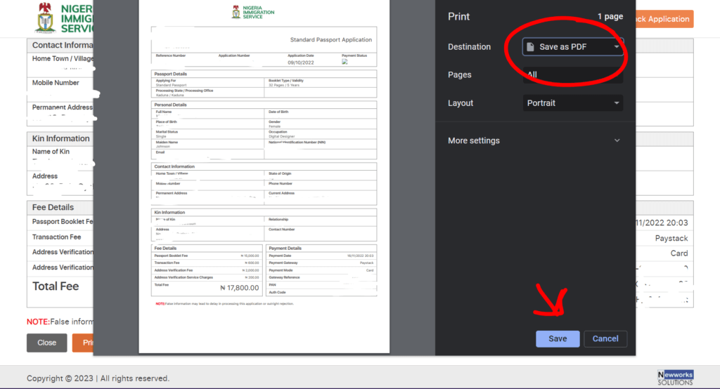 Print Application Slip